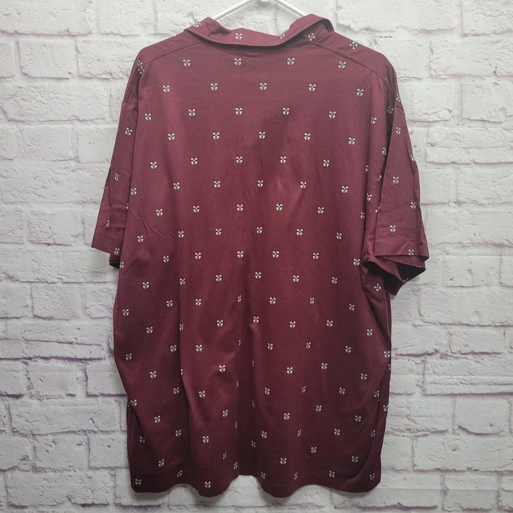 Ralph Lauren Crest All Over Print Polo Shirt Size XL Burgundy Maroon Golf Casual